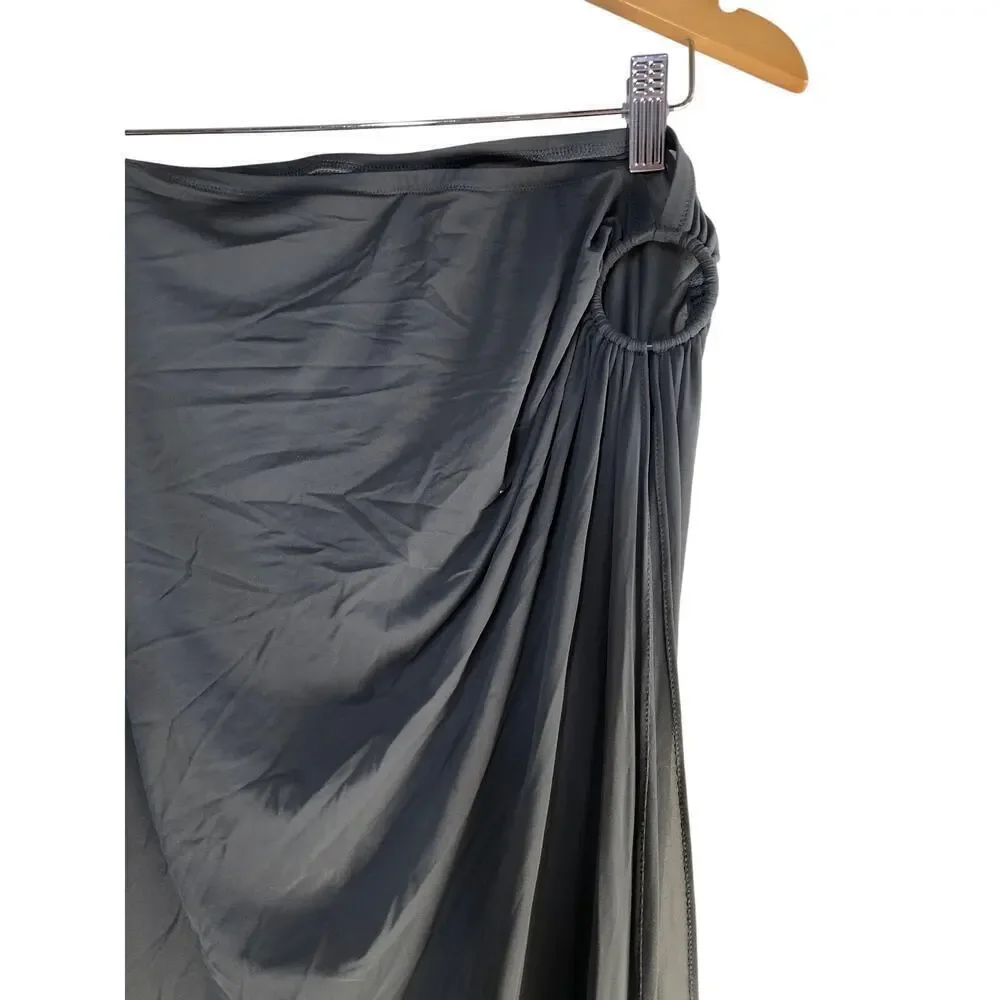 SKIMS Mesh Cover Up Long Sarong Skirt Tonal Ring Gunmetal Gray NWT Size 4X